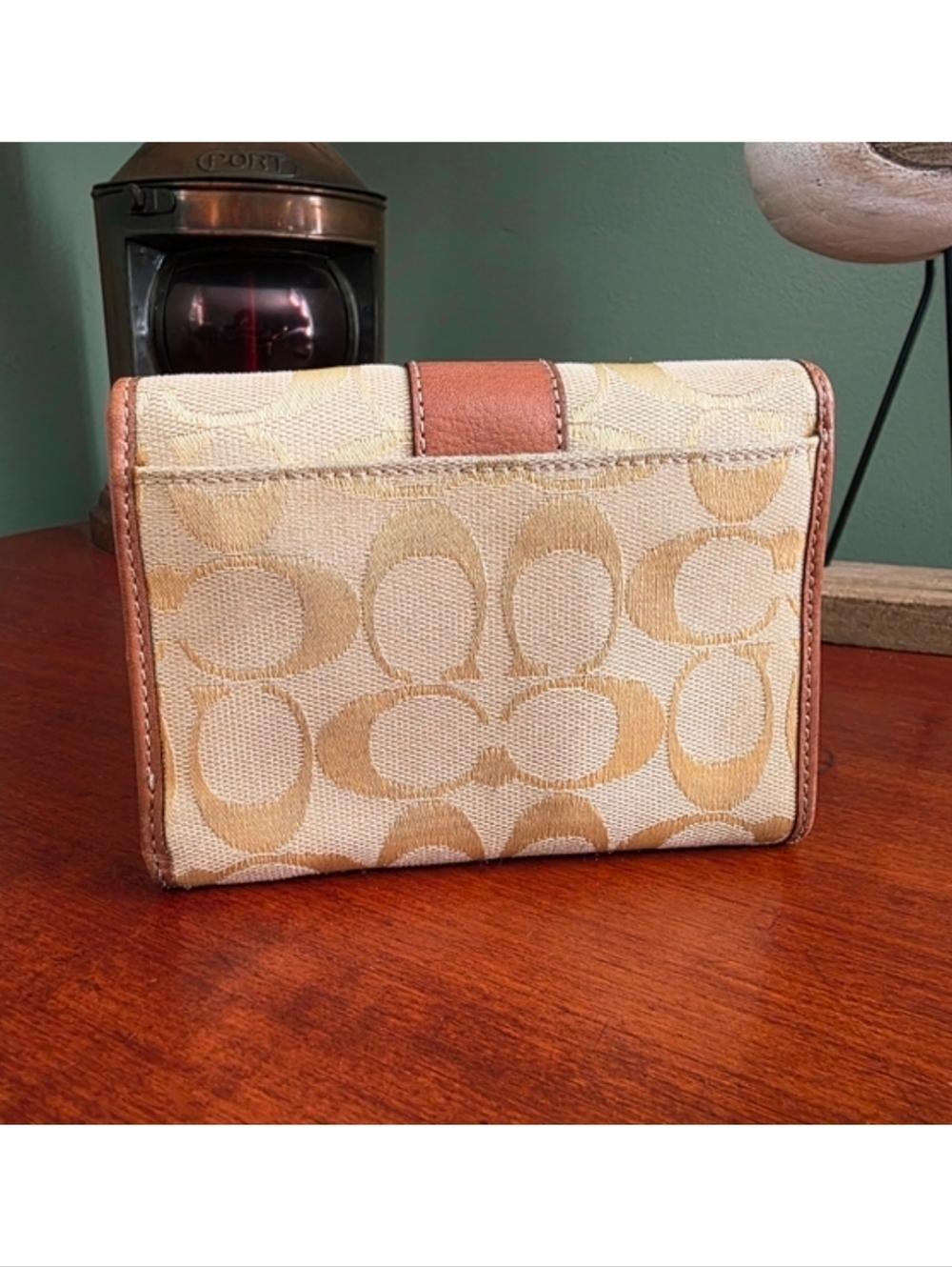 Coach Hampton Signature Wallet Yellow Tan Jacquard Leather Wallet Y2K - Picture 6 of 16